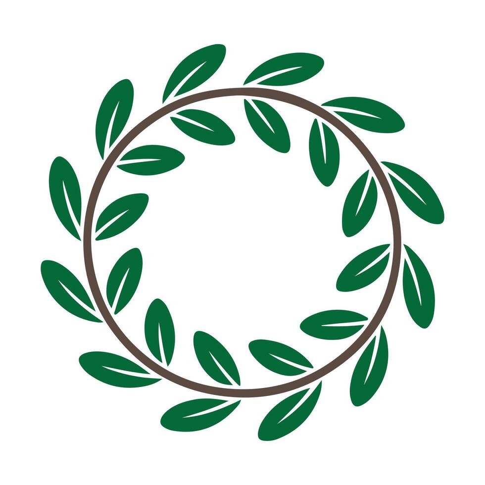 Circular branch with green leaves nature vector