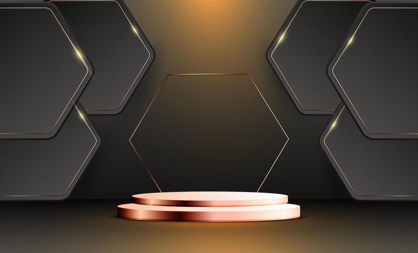 Modern hexagonal stage with elegant background vector