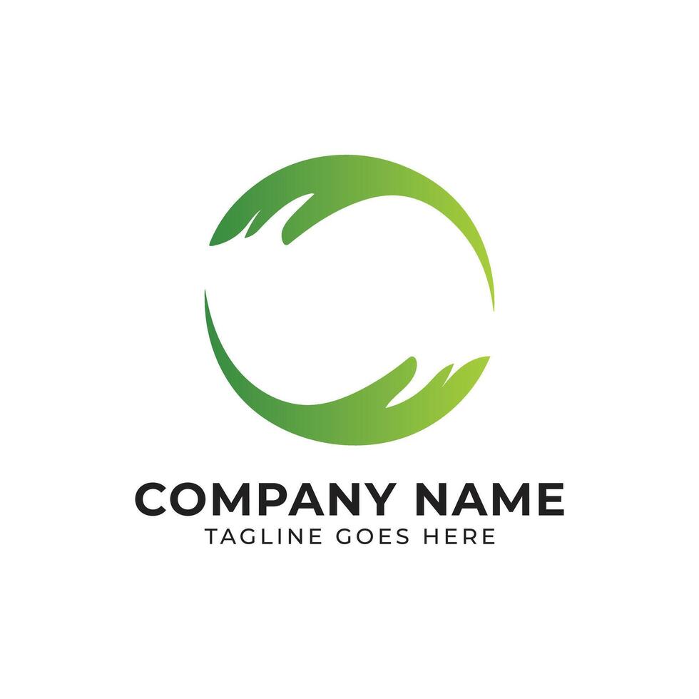 Green Hand Circle Logo Design Represents Unity and Support A Symbol of Care and Collaboration for Businesses vector