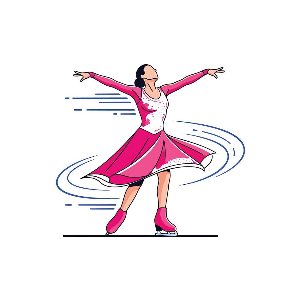 Elegance on Ice A Figure Skater's Graceful Spin, The Joy of Movement A Figure Skating Performance in Pink vector