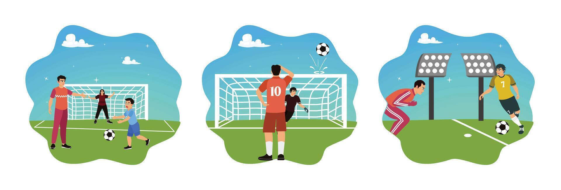 Children playing soccer at a pitch vector