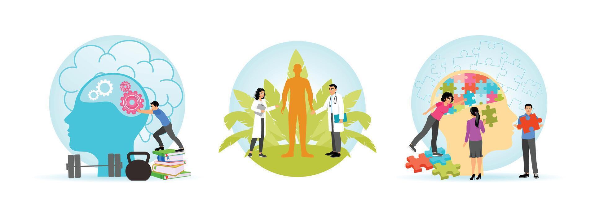 Mental health growth and support illustration vector