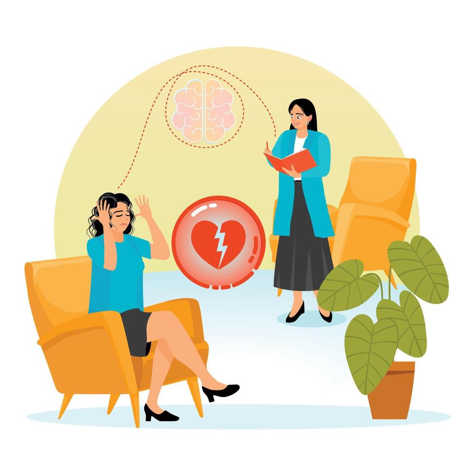 Depression Counseling. Counseling Session Depicting Emotional Relief for Mental Health and Depression. vector