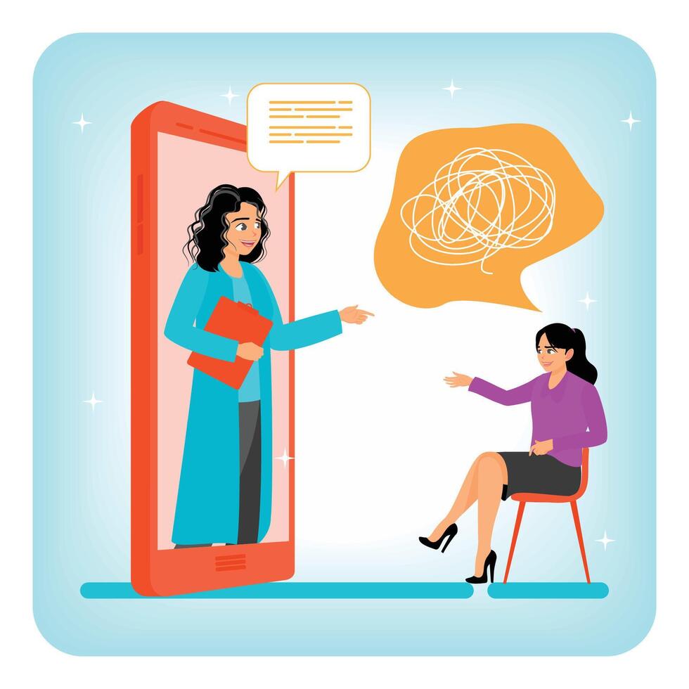 Online therapy session illustration vector