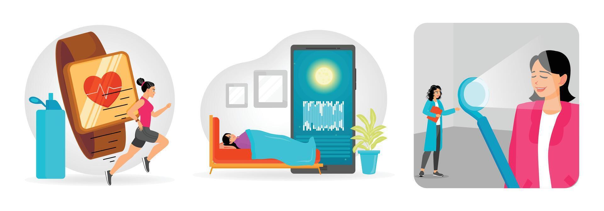 Health monitoring devices and activities vector