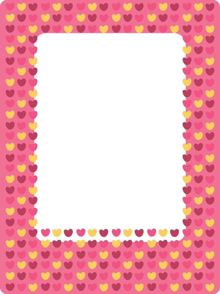 cute drawing cartoon pink frame with full of hearts. photo frame and card holder with valentine theme vector