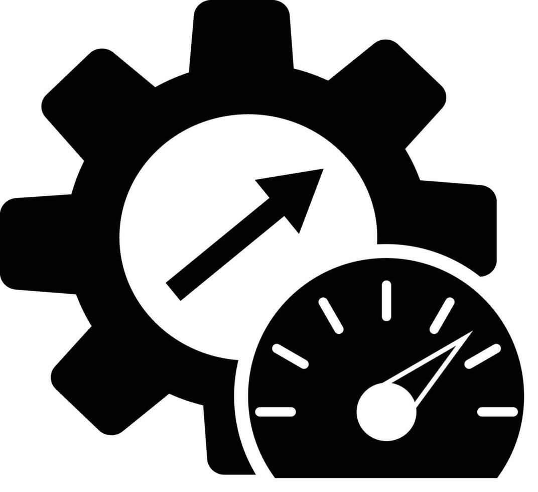 Efficiency icon. Productivity and performance optimization concept. Black line efficiency symbol with arrow and gauge. flat style. vector