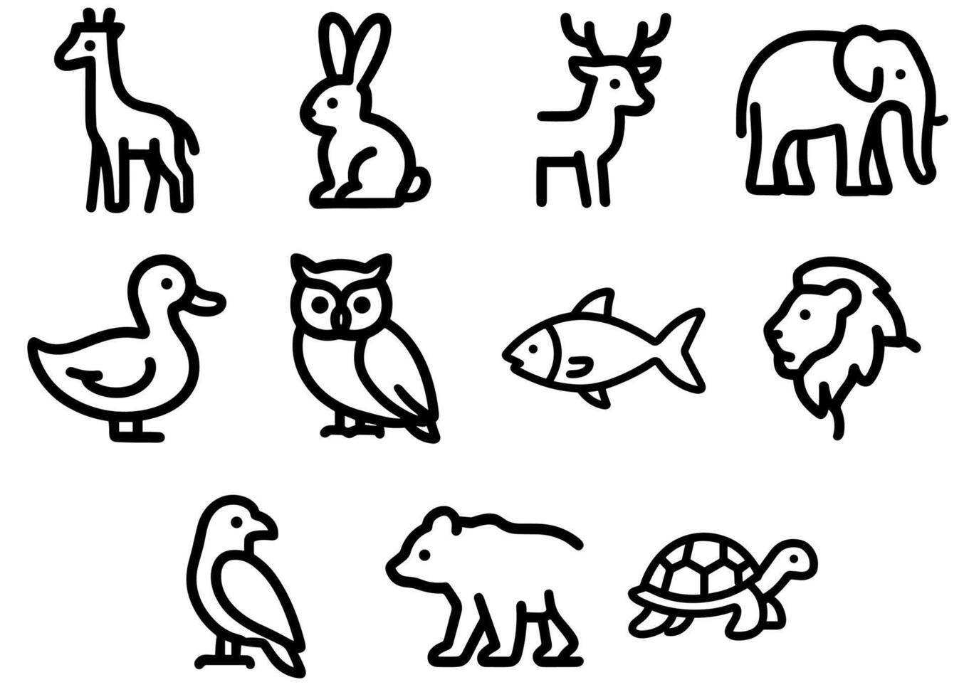 Outline Simple Animal Collection Icon Symbol Design vector