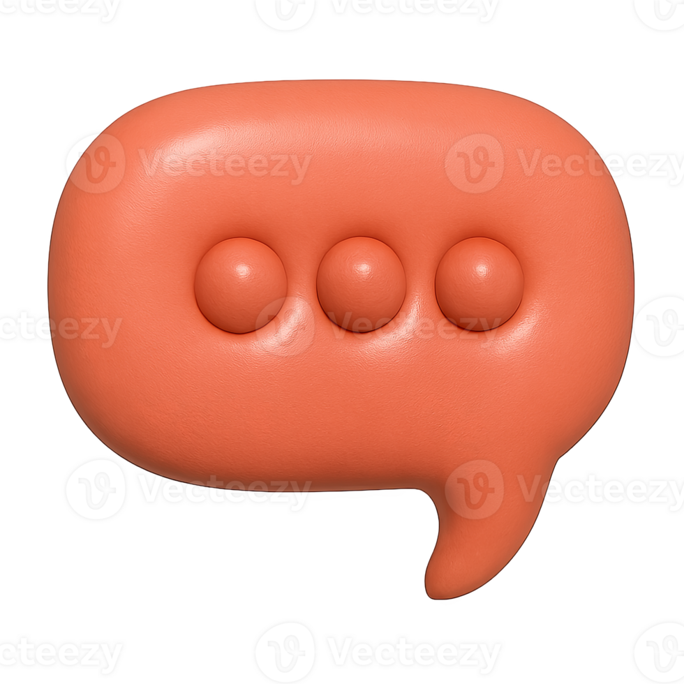 Inflated retro speech bubble with three dots on transparent background png