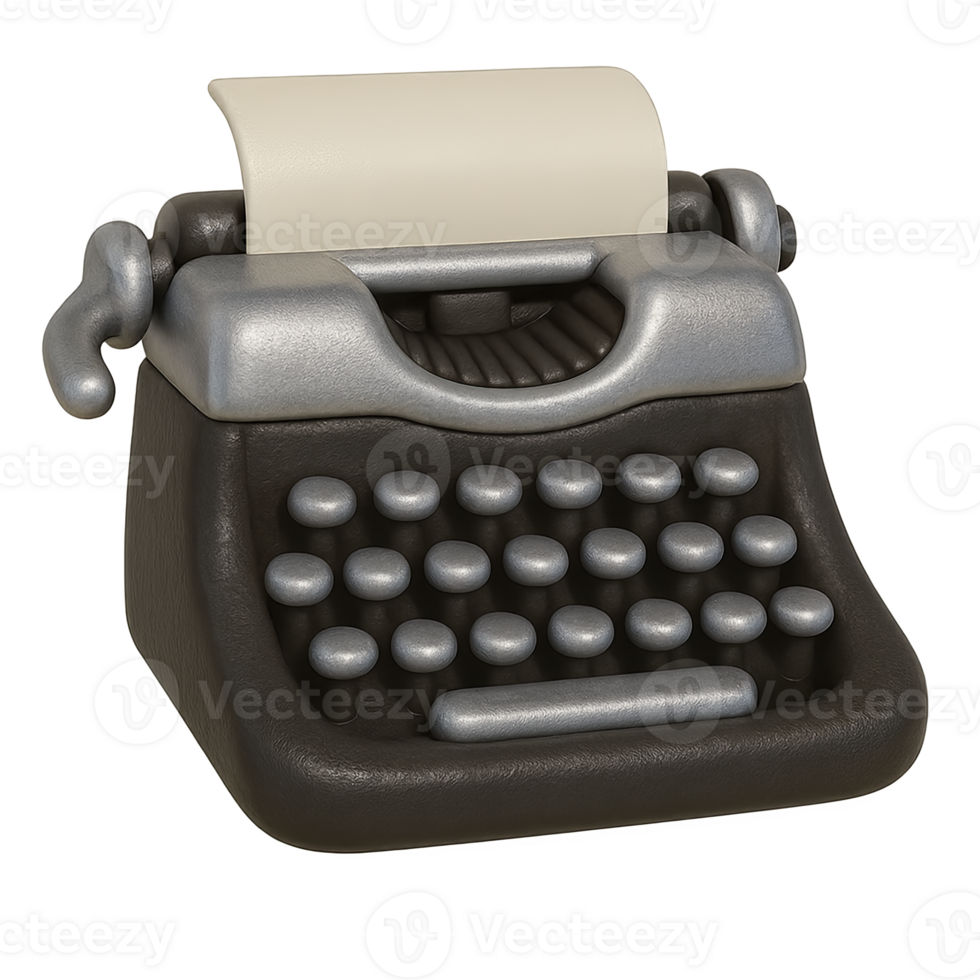Retro typewriter isolated on a transparent background png