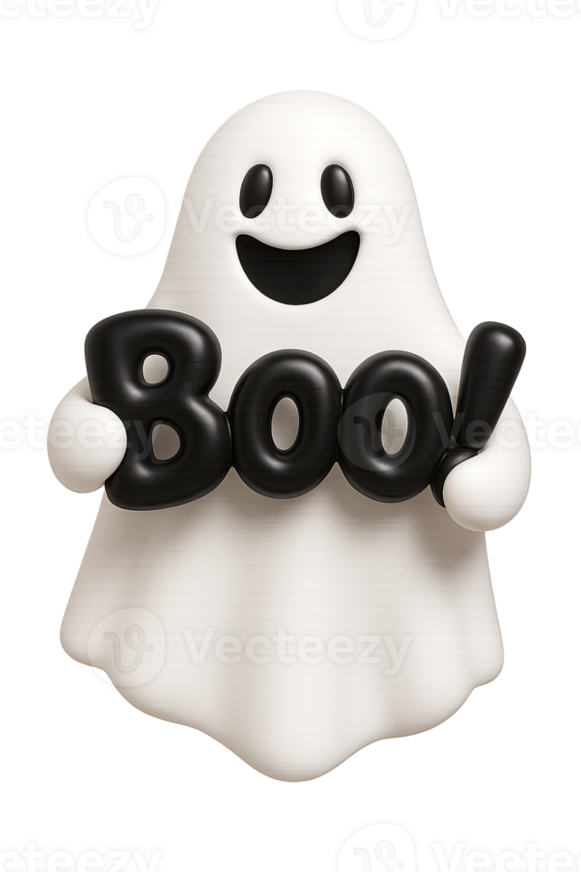Halloween ghost with boo lettering on transparent background png
