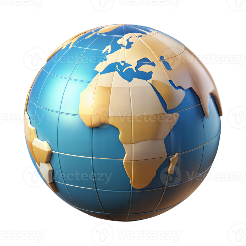 Detailed 3D Globe Of Earth Featuring Africa And Europe Continent View png