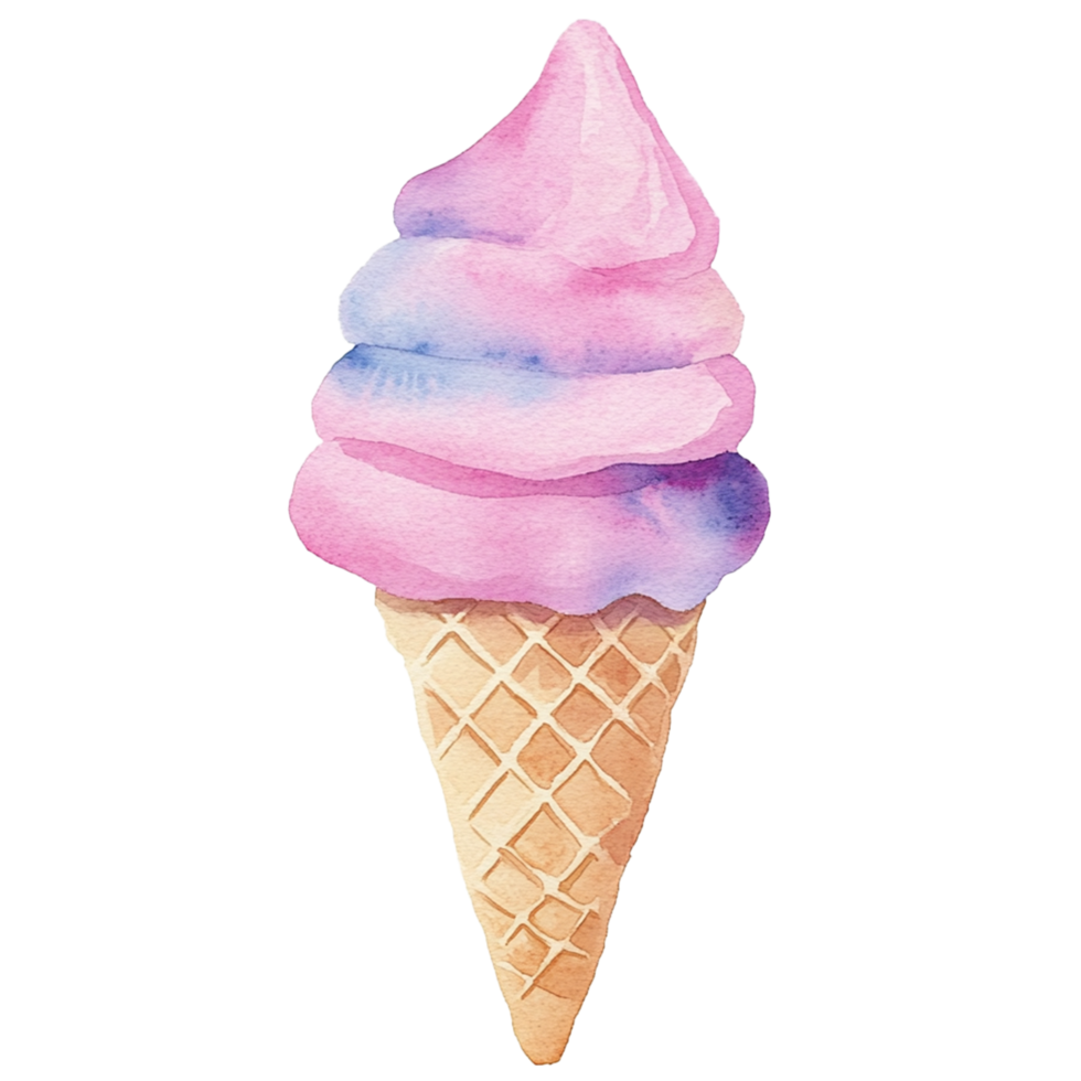 Ice cream cone watercolor clipart png