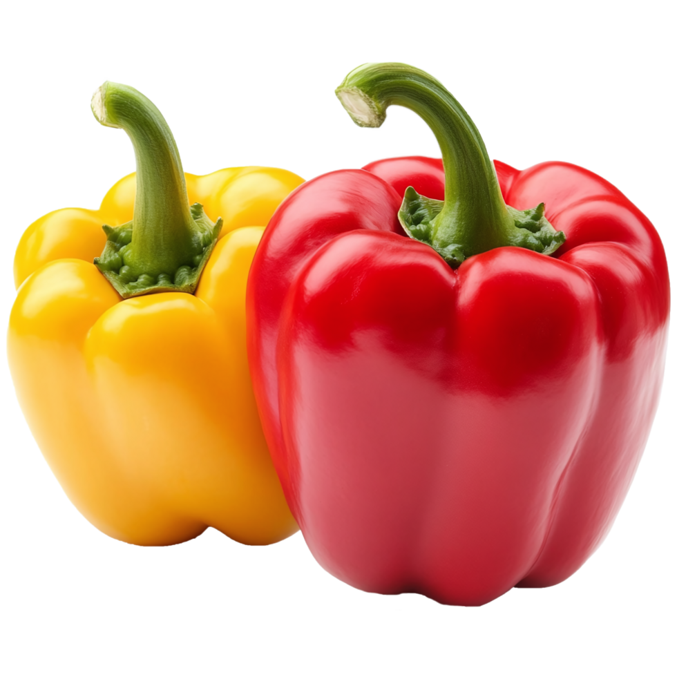 red and yellow bell peppers on transparent background png