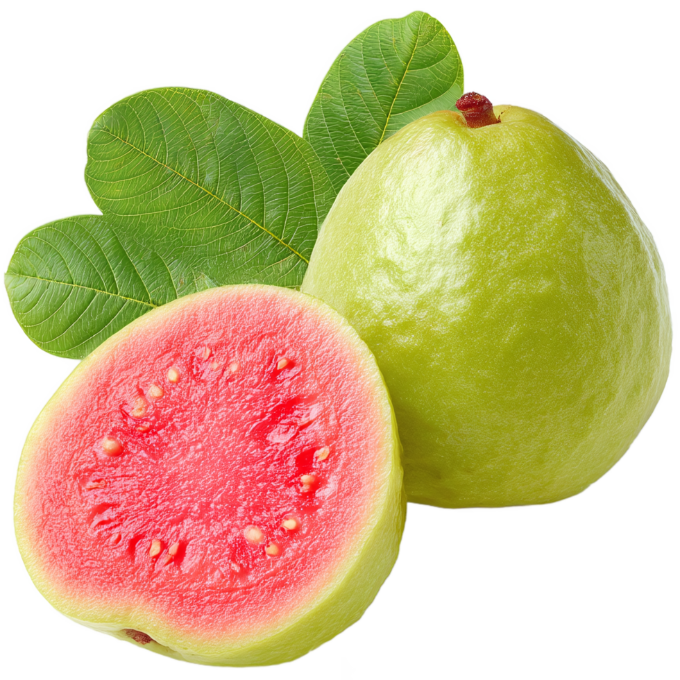 guava fruit with leaves on transparent background png
