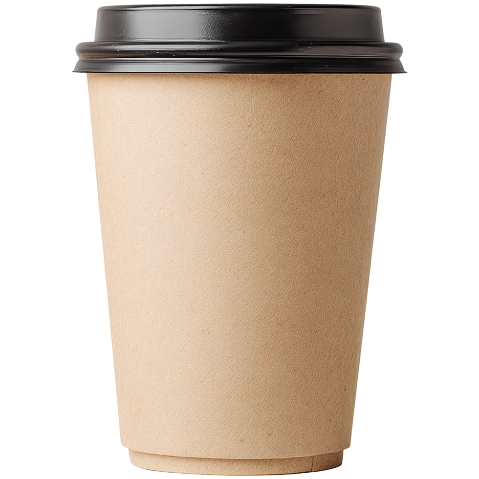 paper cup with black lid on a transparent background png