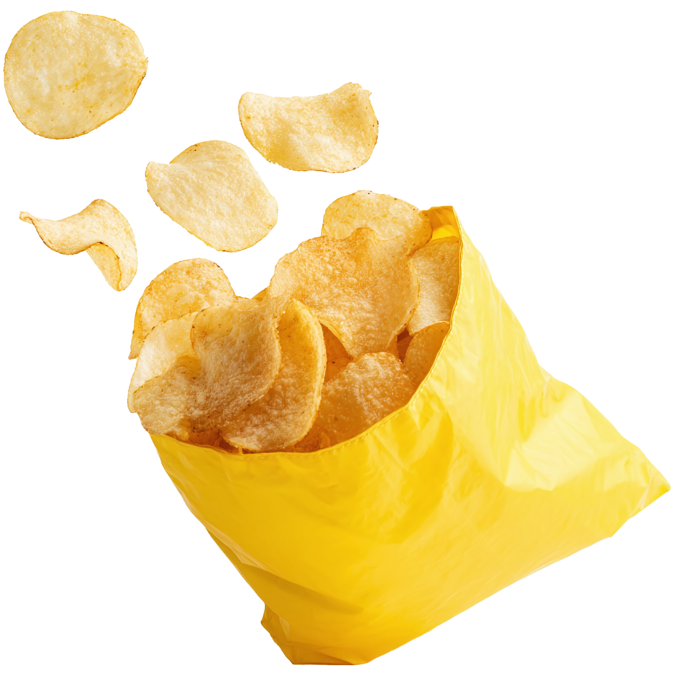 potato chips in a bag on a transparent background png
