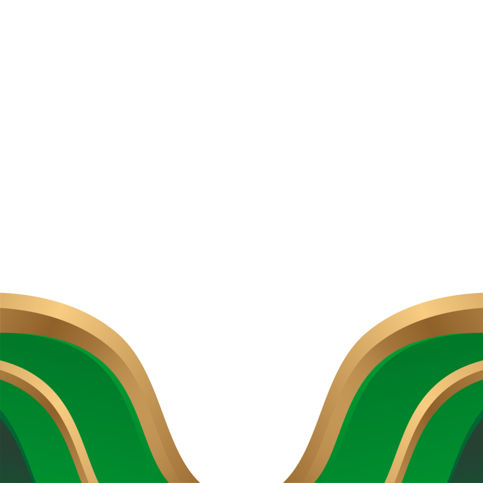 Transparent luxury frame with emerald corner waves png