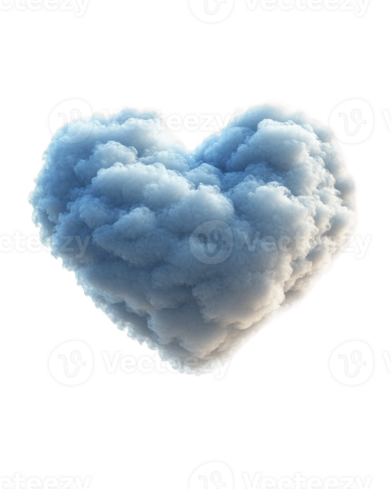 Fluffy Blue Heart Shaped Cloud on Transparent Background png