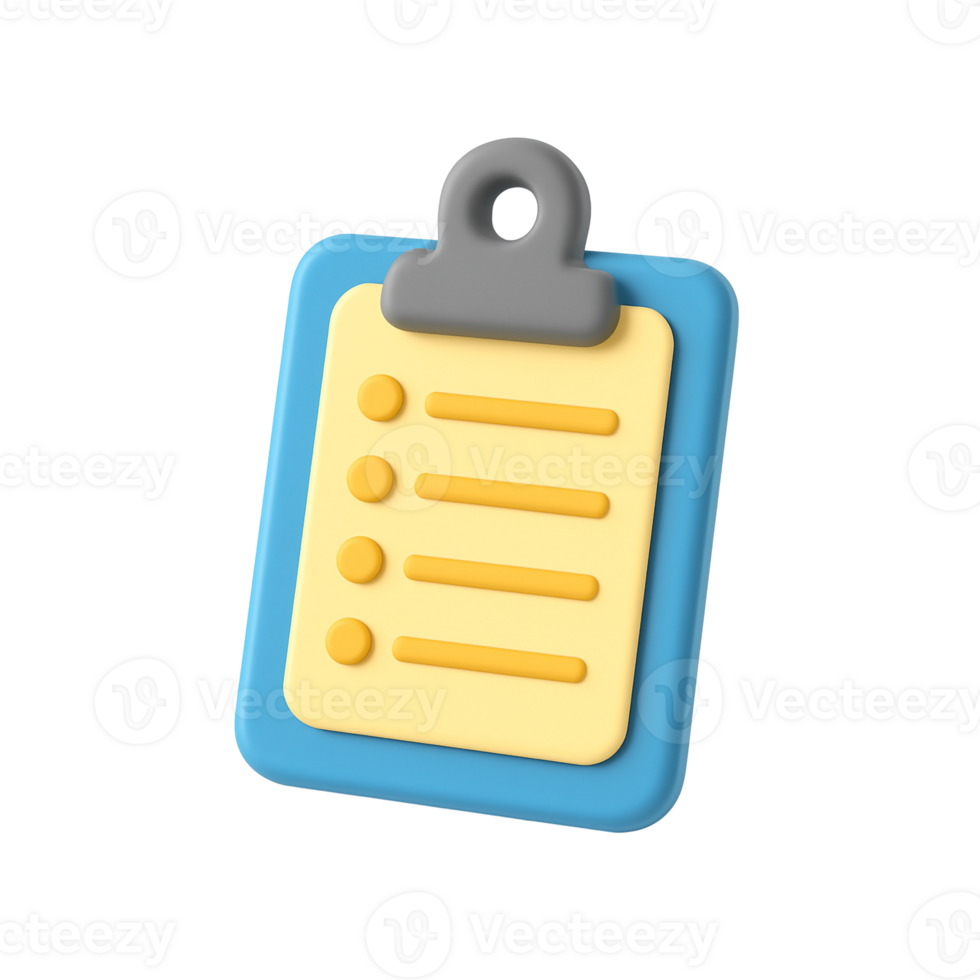 Matte-finish clipboard icon in vibrant yellow and blue tones png