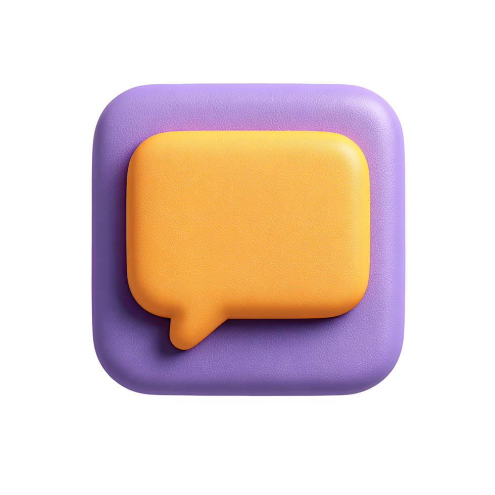 A purple and orange speech bubble icon png