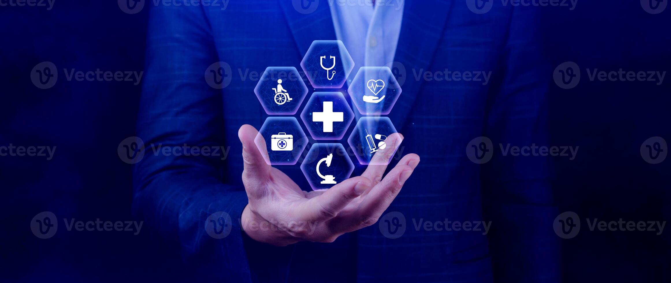 Health care and medical insurance concept. Access to welfare health, health insurance business. protection health, family medicine concept. photo