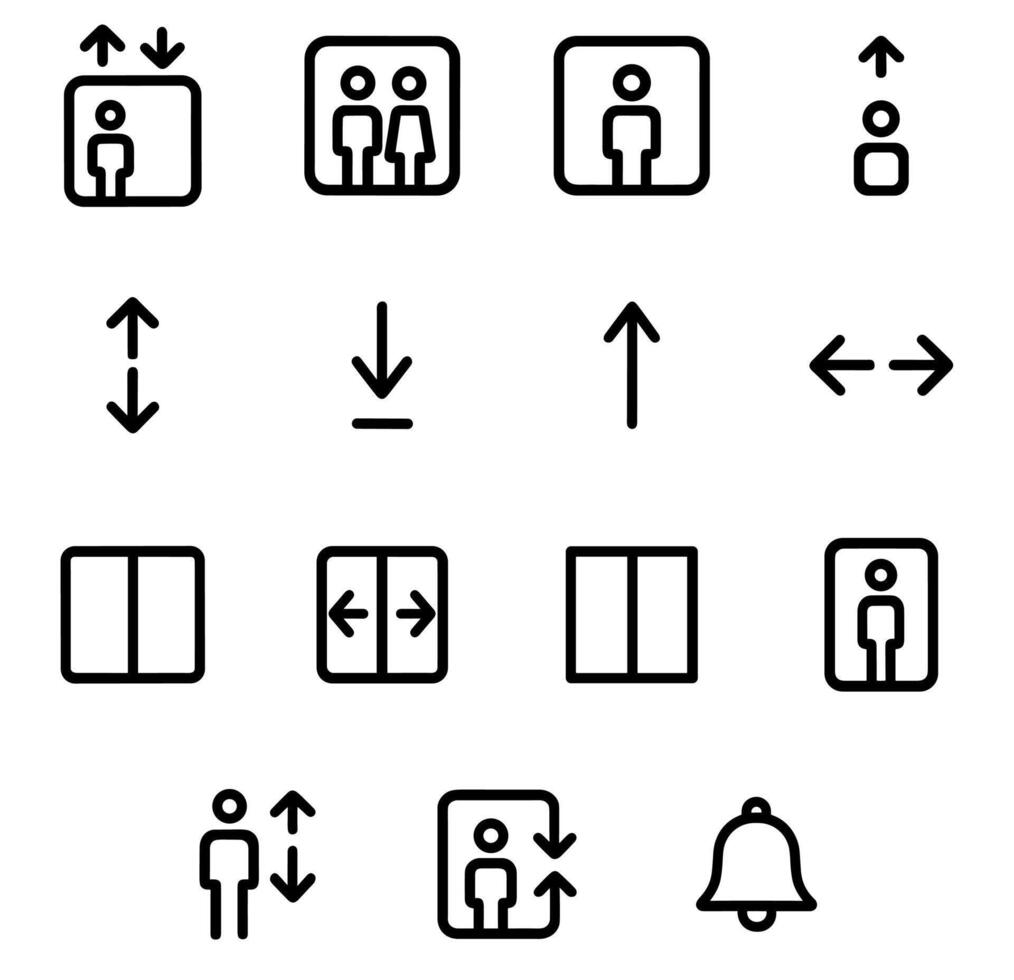 Minimalist Outline Elevator Access Control Panel Icon Set vector