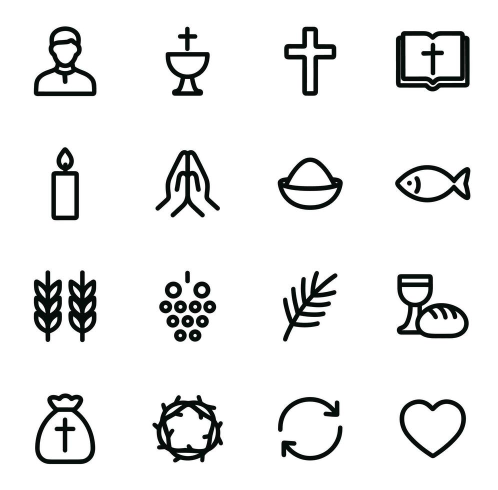 Outline Simple Christian Element Shape Line Art Icon vector