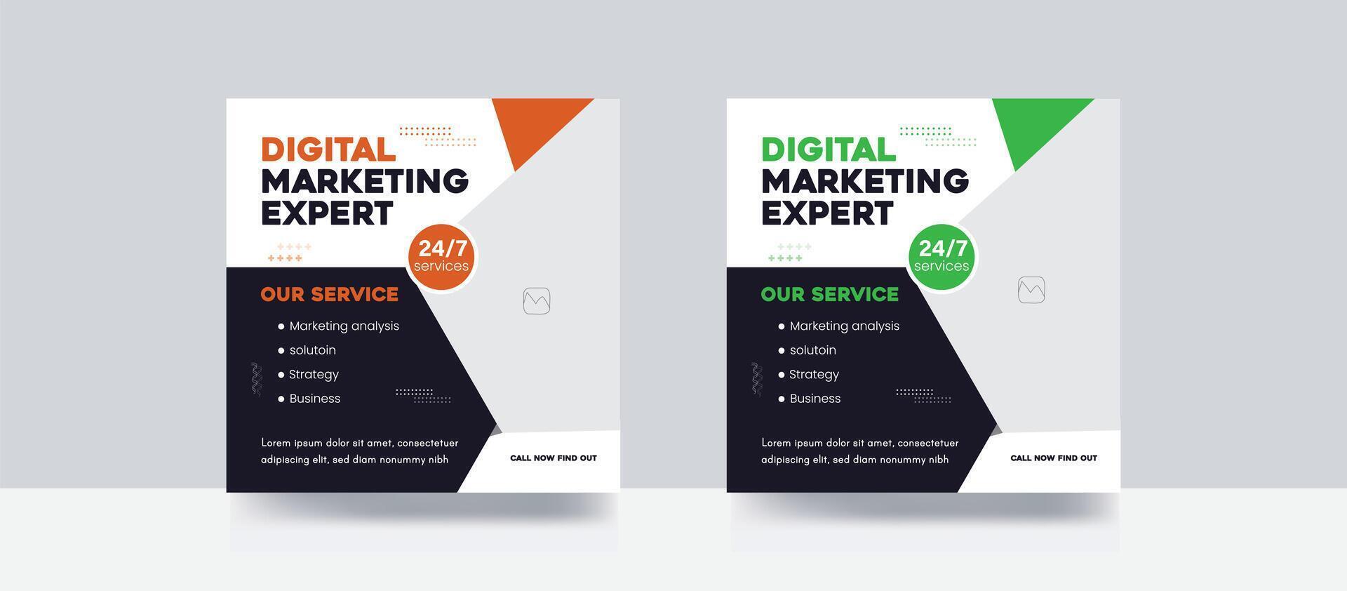 Digital marketing agency social media banner post and corporate cover template vector