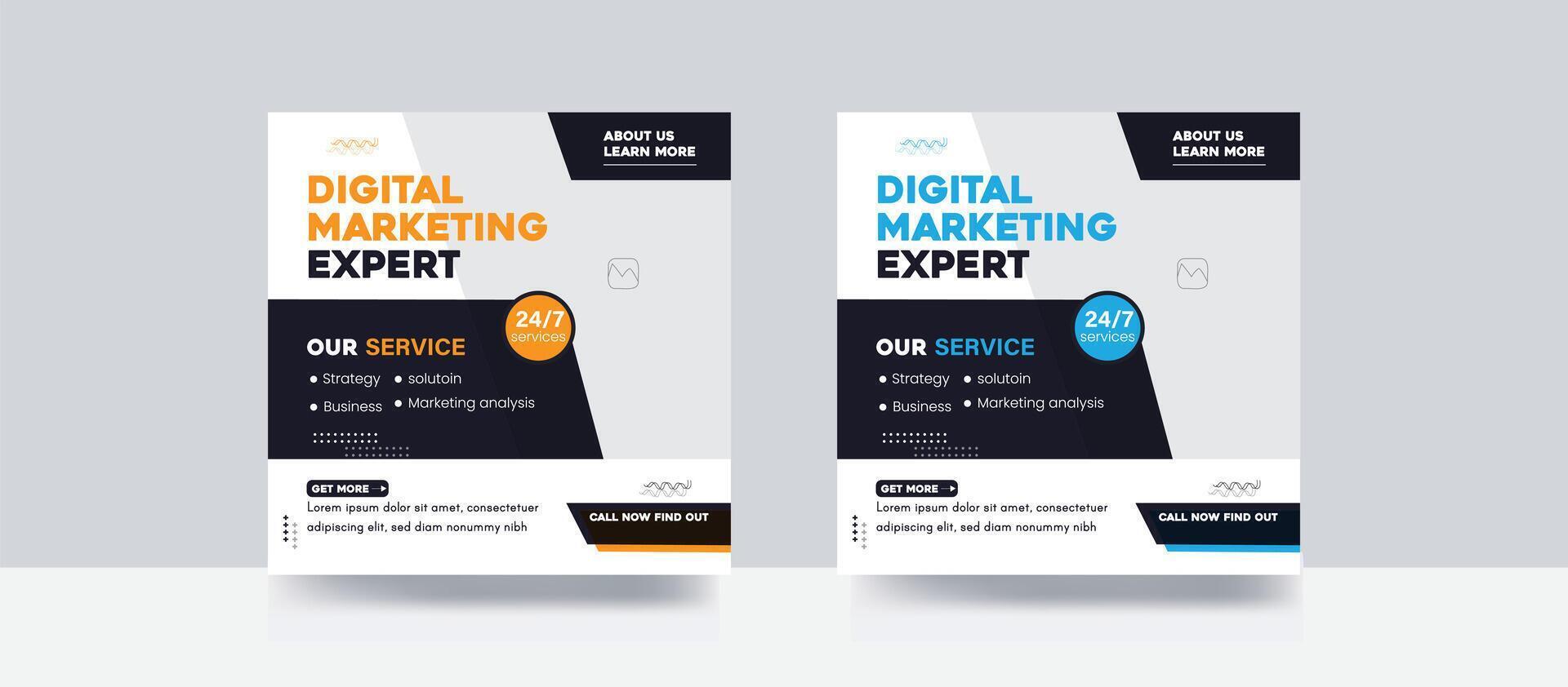 Digital marketing expert agency business banner promotion or square web banner social media post template vector