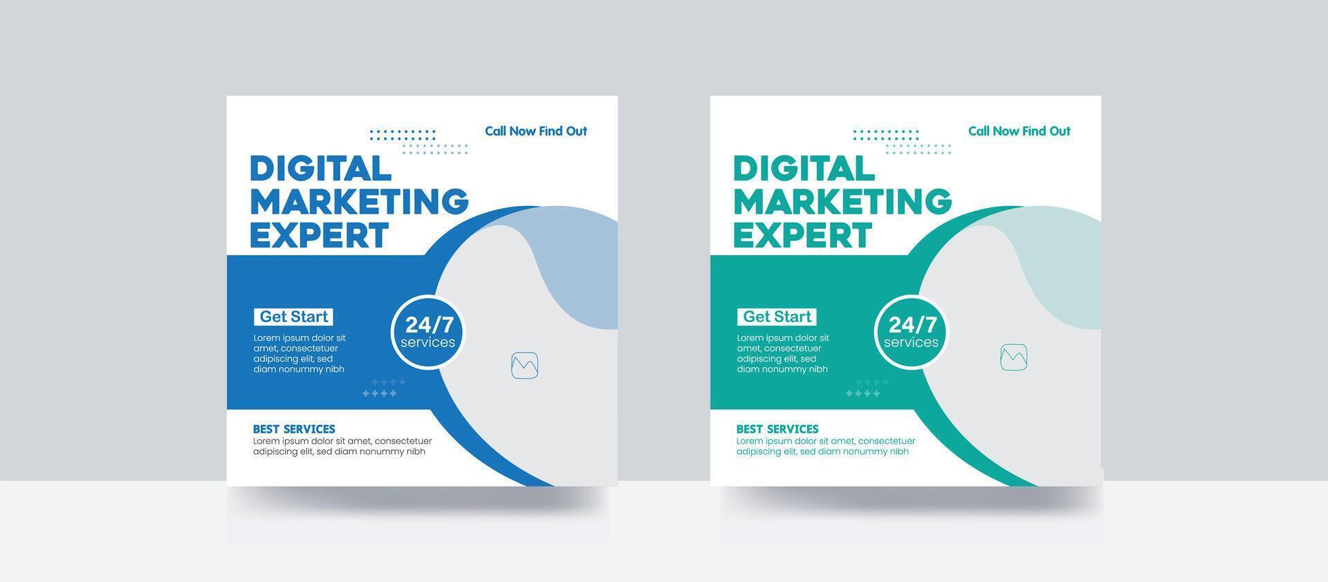 Digital marketing expert agency business banner promotion web banner social media post template vector