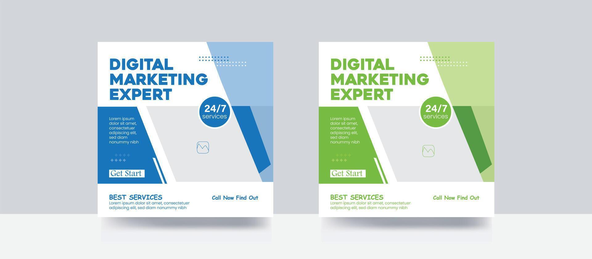 Digital marketing expert agency cover banner business banner promotion or square web banner social media post template vector