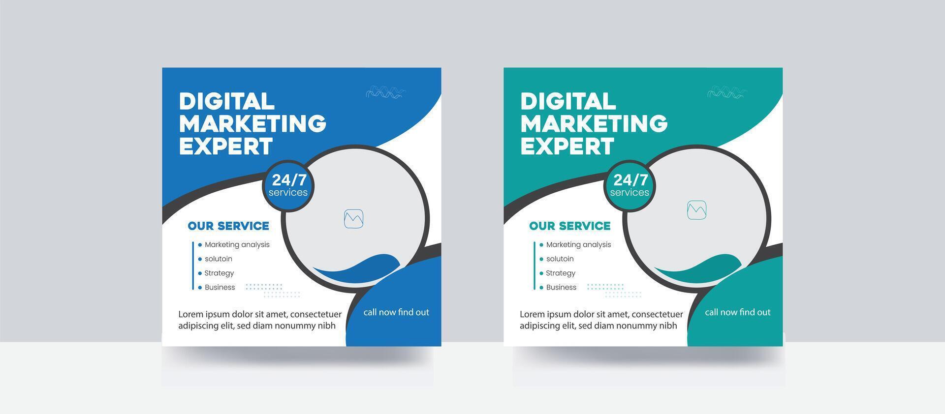 Digital marketing agency social media post web banner template vector