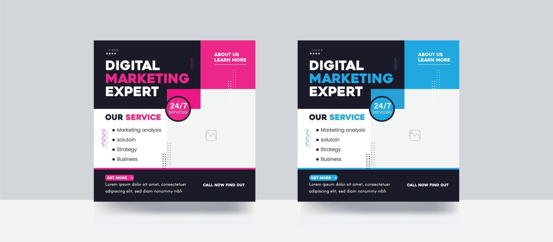 Digital marketing expert agency business promotion banner web banner social media post template vector