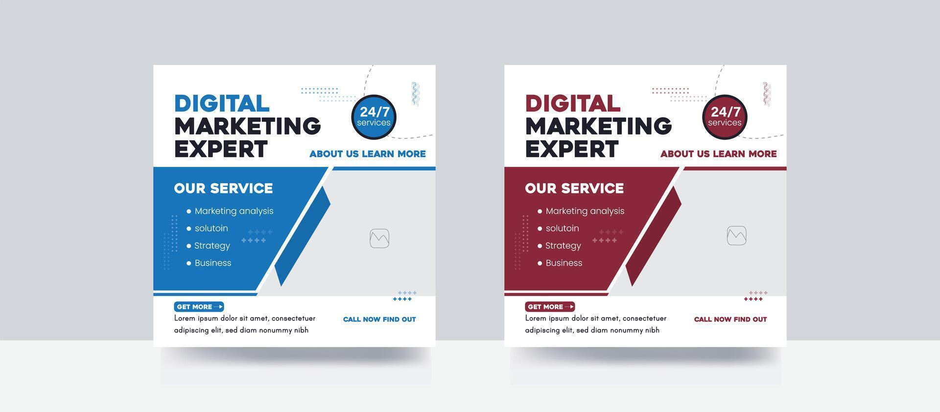 Digital marketing agency social media banner post and corporate banner template vector