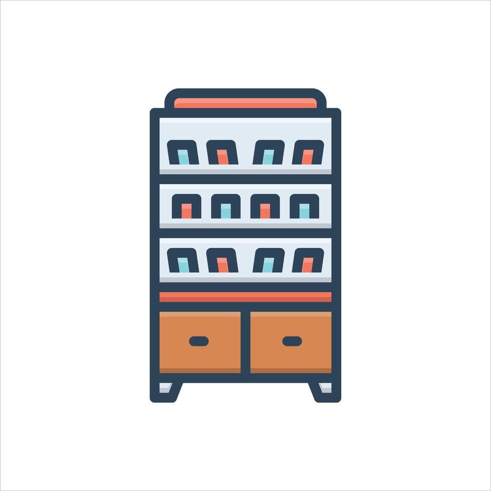 Color icon bookshelf vector