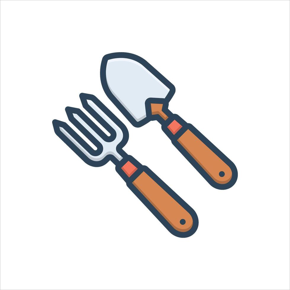 Color icon fork-and-trowel vector