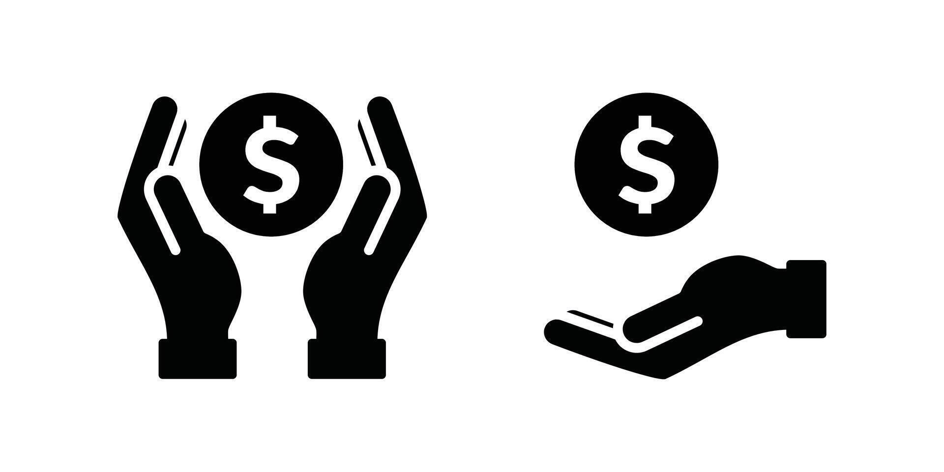 hand icon holding dollar coin vector
