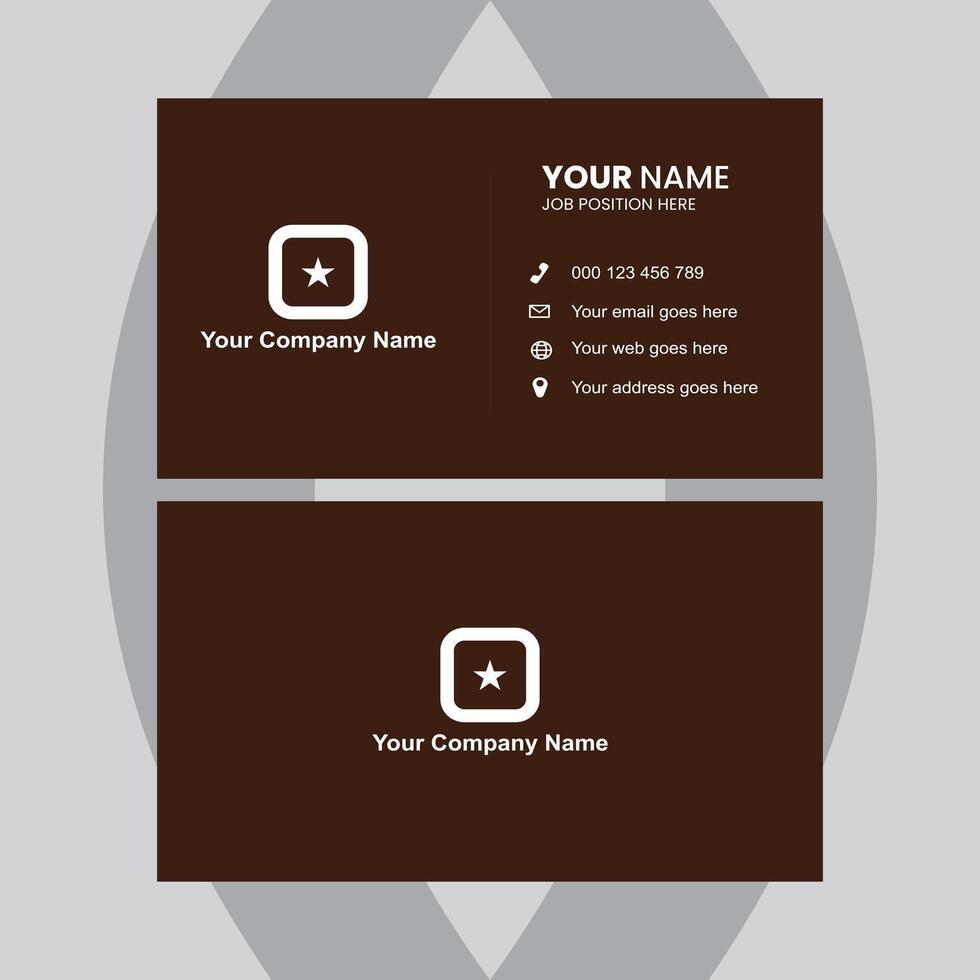 Two brown business cards lay on a textured dark gray surface with a modern and minimal design vector