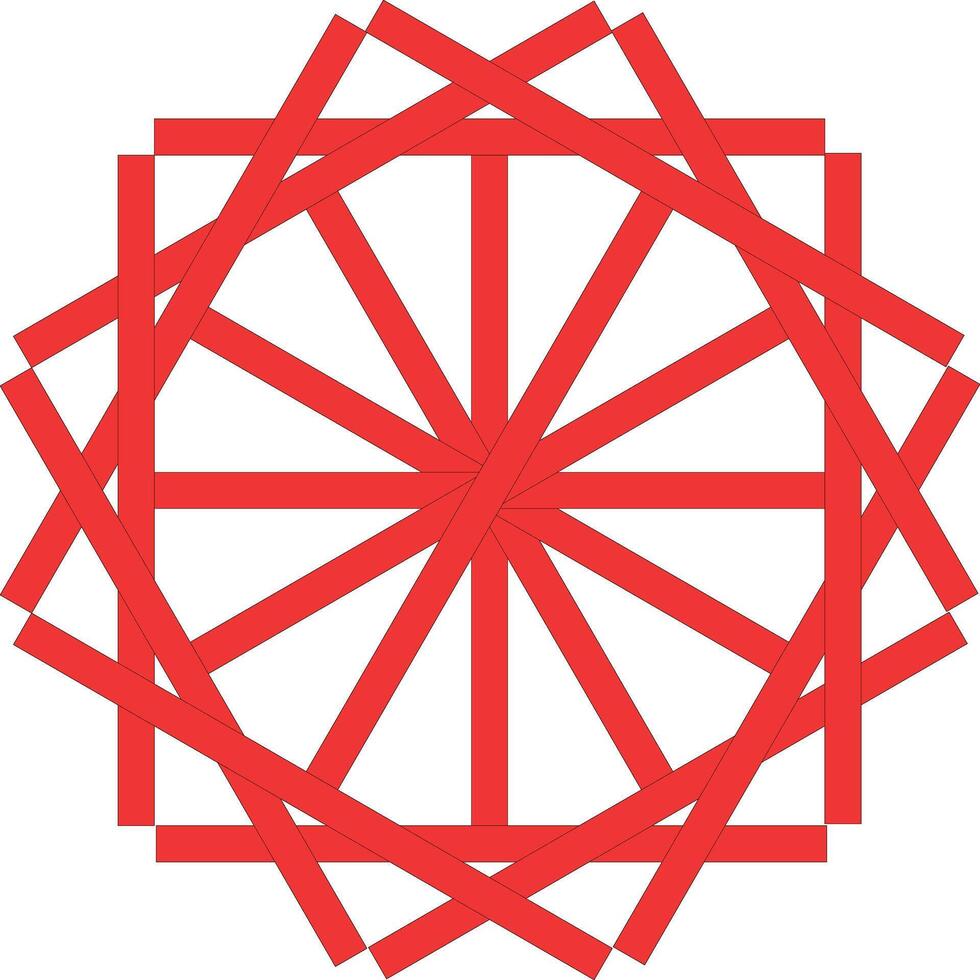 Intricate red geometric starburst pattern on white background design element vector
