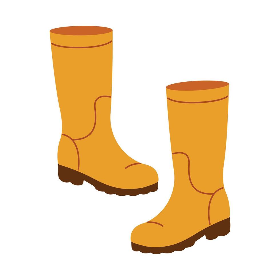 High rubber boots. Hand-drawn. Flat illustration isolated on a white background vector