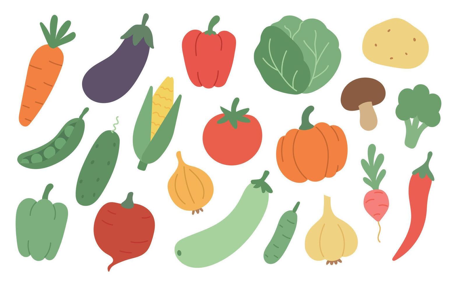 Collection of colorful vegetables vector