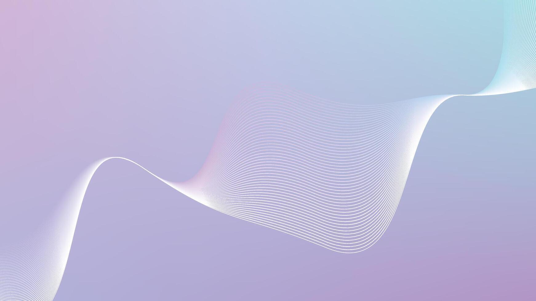 Soft pastel gradient abstract wave background with white curved lines vector