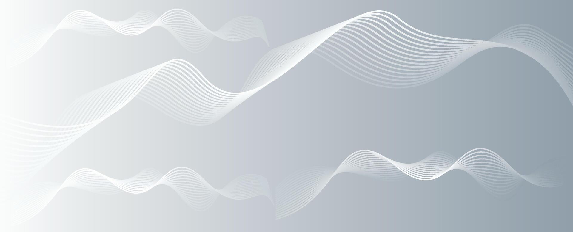 Modern gray and white abstract background with flowing wave lines. Digital future technology concept vector