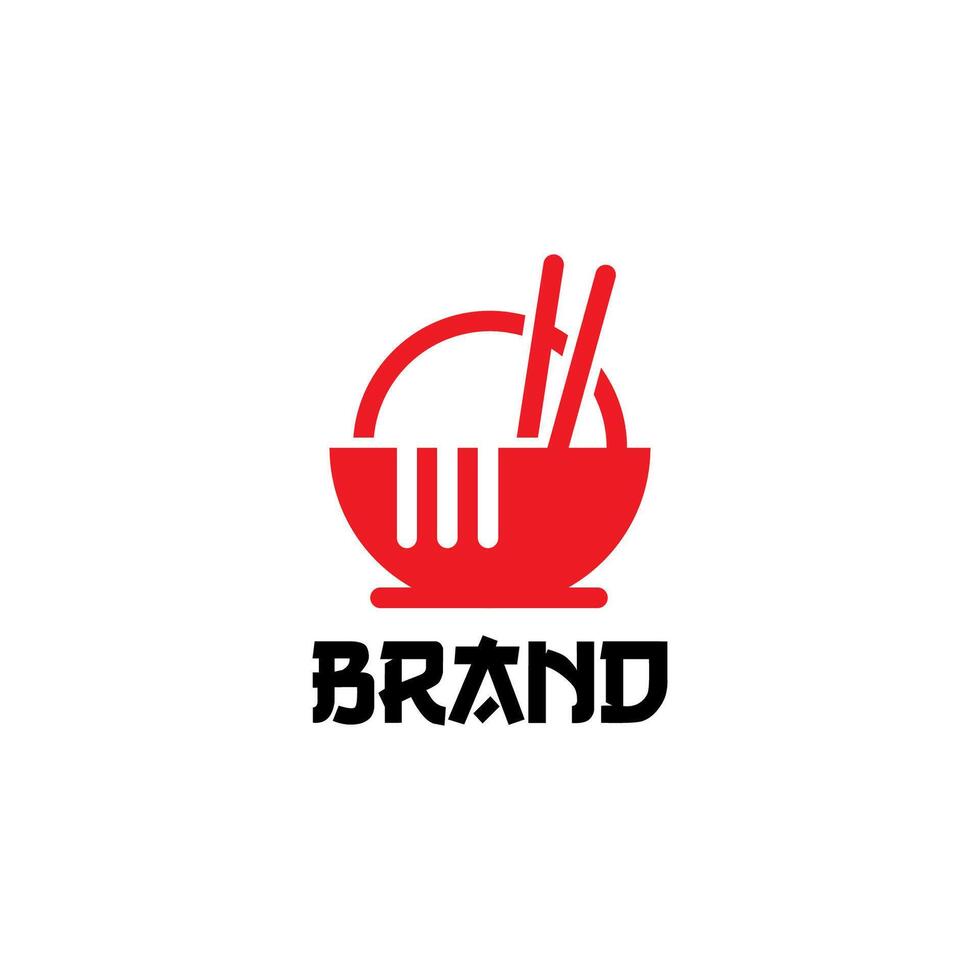 Food shopping with bag and bowl noodles logo design. vector