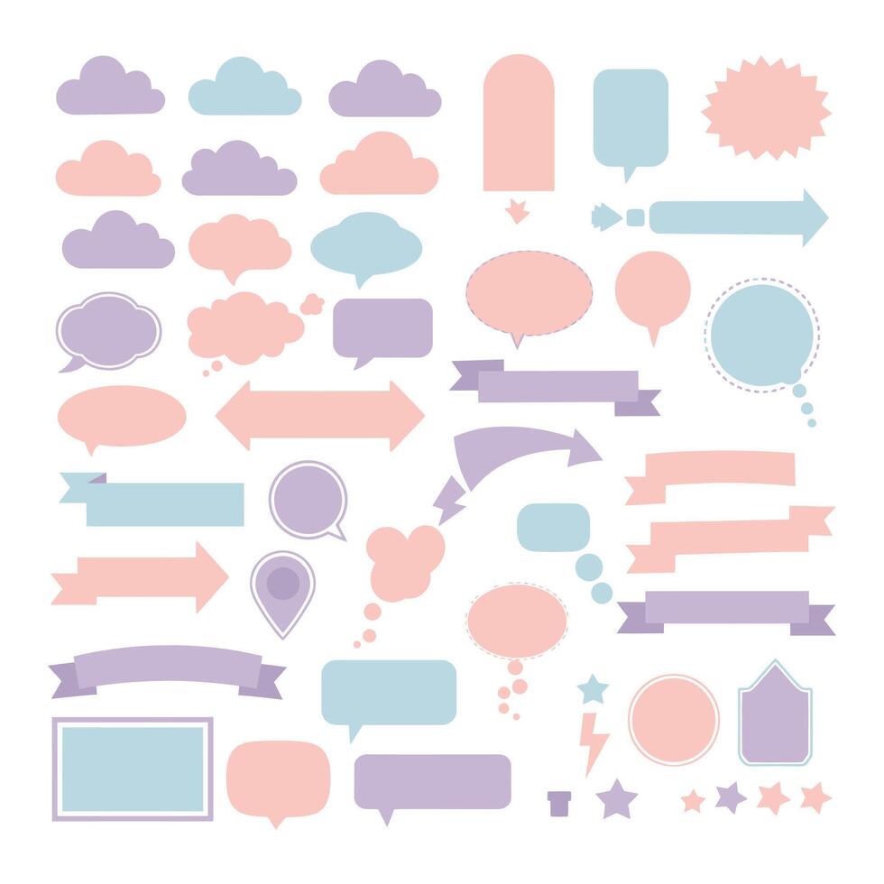 Collection of Colorful Speech Bubbles and Shapes for Design Projects vector