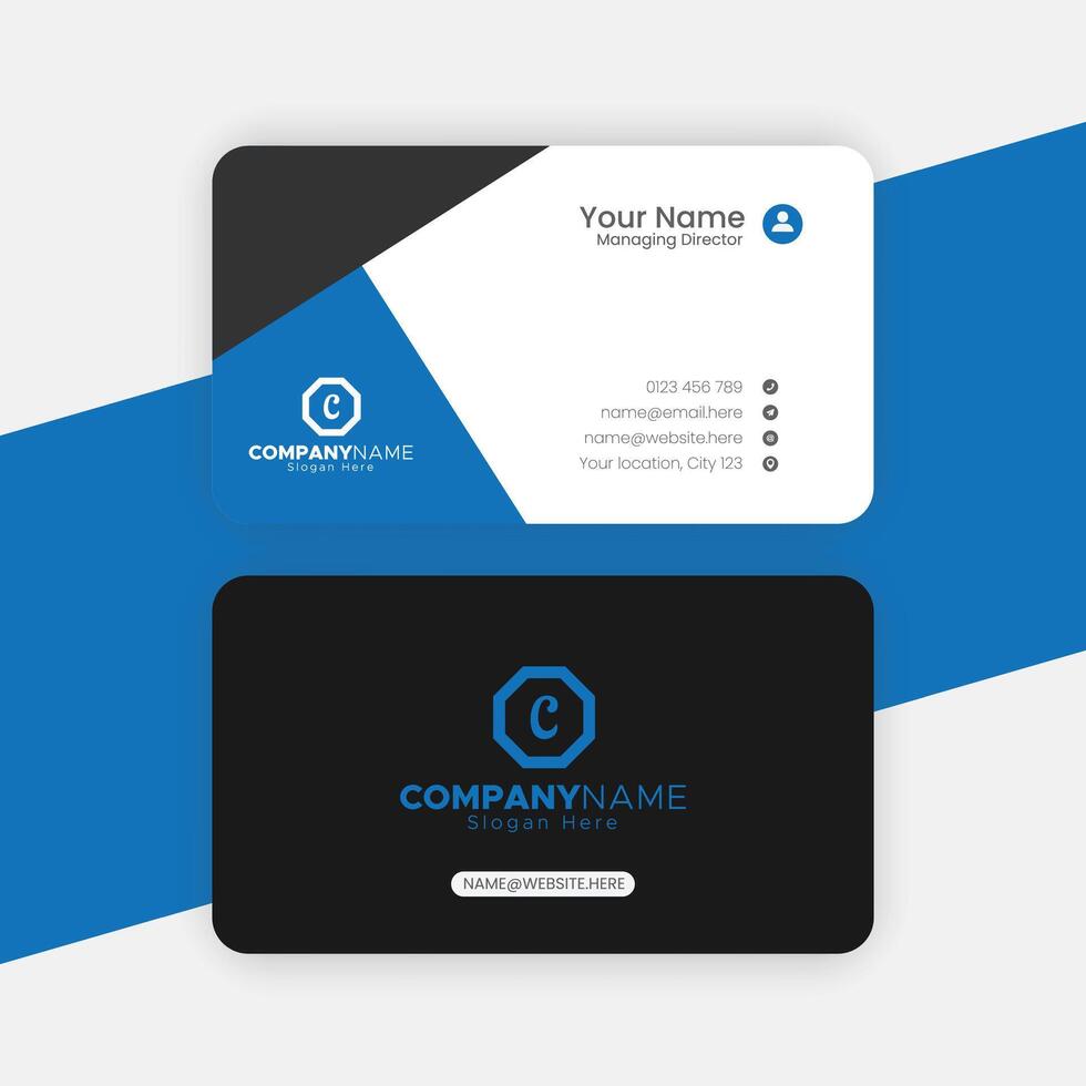 Dark Blue and white color elegant luxury business card design template vector