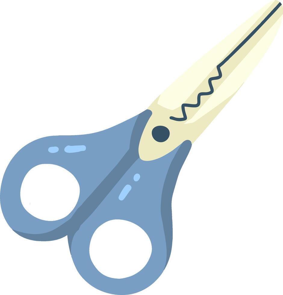 Blue scissors with zig-zag blade for crafting and paper cutting vector
