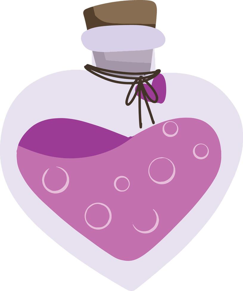 Love Potion in Heart-Shaped Bottle with Bubbles vector