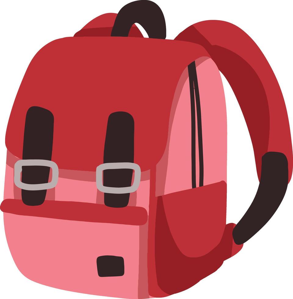 Red Backpack with Shoulder Straps and Buckles vector